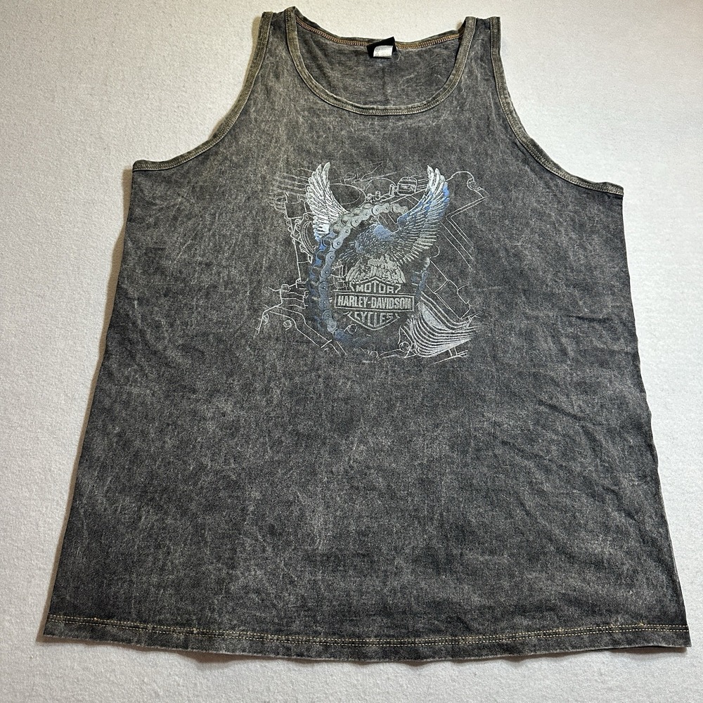 Vintage Harley Davidson Shirt Mens XL Gray Tank Top Black Hills Motorcycle 2002